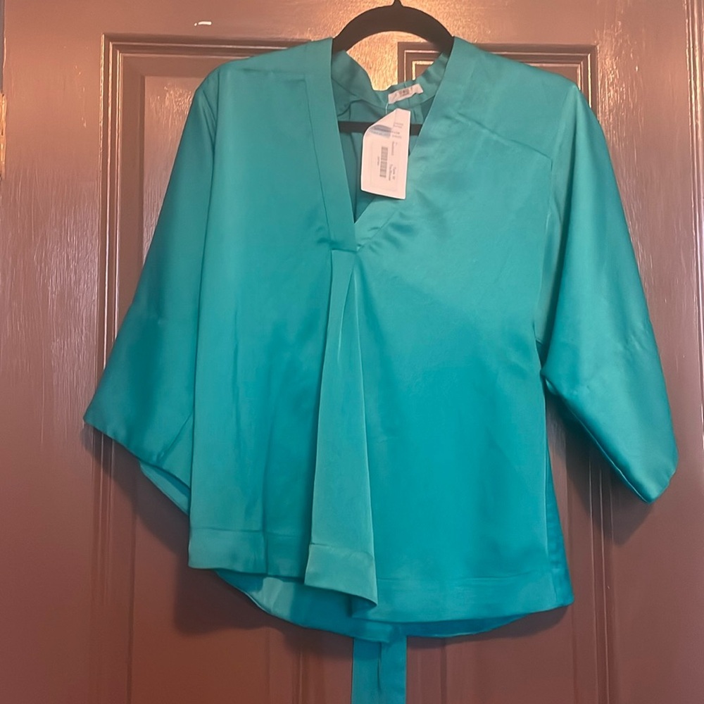 Tome NYC Kimono 3/4 sleeve top teal green blue S